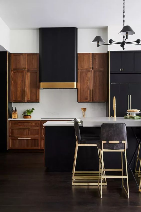 kitchen color schemes - black and gold