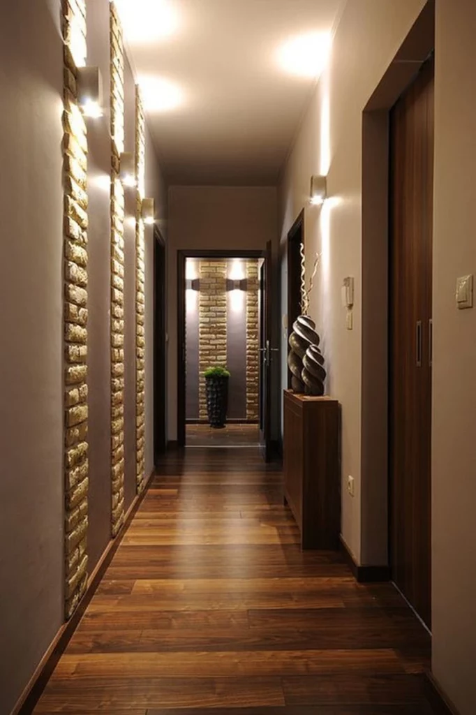 hallway color schemes - gold and brown