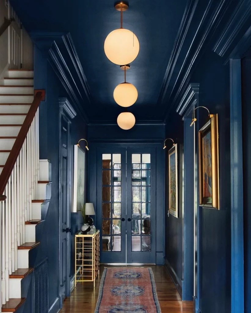 hallway color schemes - navy blue