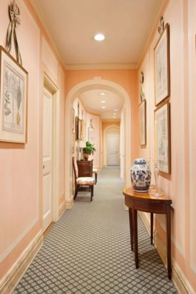 hallway color schemes - peachy pastel