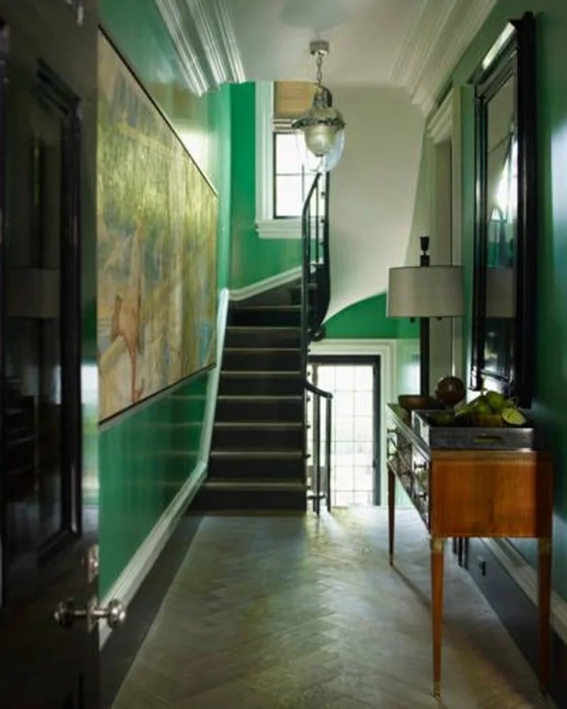 hallways color schemes - glossy green