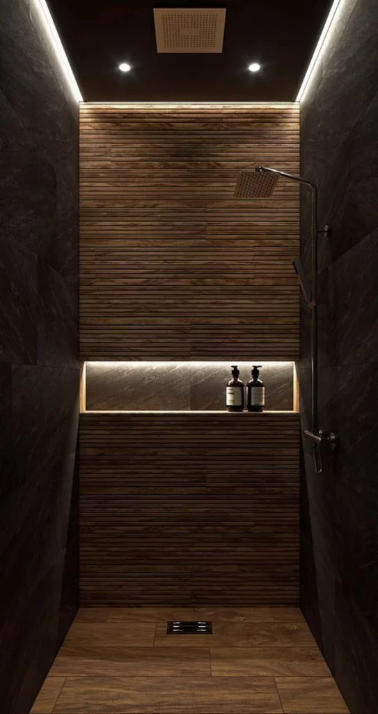 small bathroom color schemes - dark alcove brown