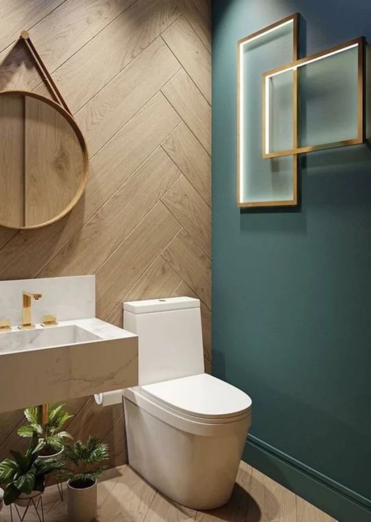small bathroom color schemes - luxe feldgrau and brown