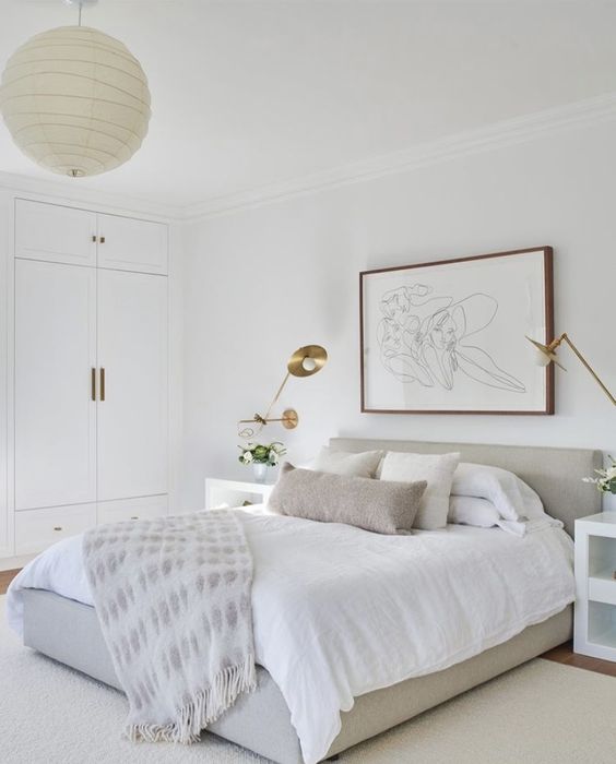 bedroom color schemes - eggshell white