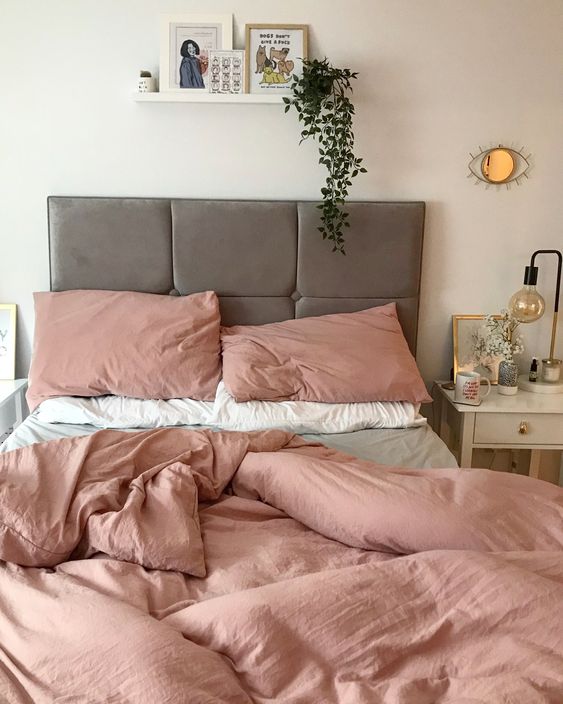 bedroom color schemes - light pink with taupe