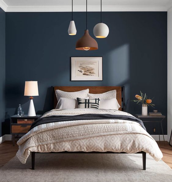 bedroom color schemes - navy blue