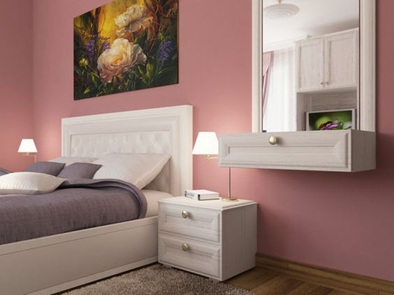 bedroom color schemes - rosy pink and gray