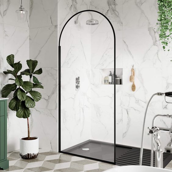interior arche designs - add an arched shower enclosure in bathroom