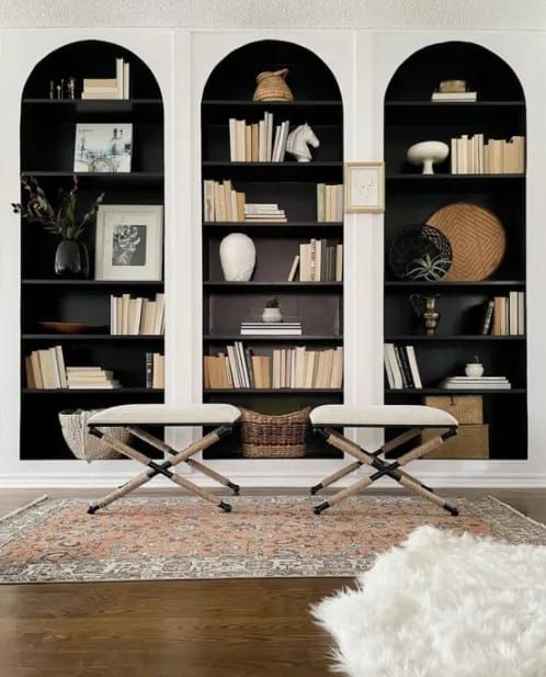 interior arche designs - incorporate arched bookcases into your space