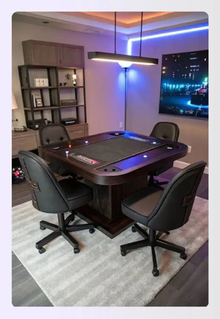 Compact gaming table for small gaming room design
