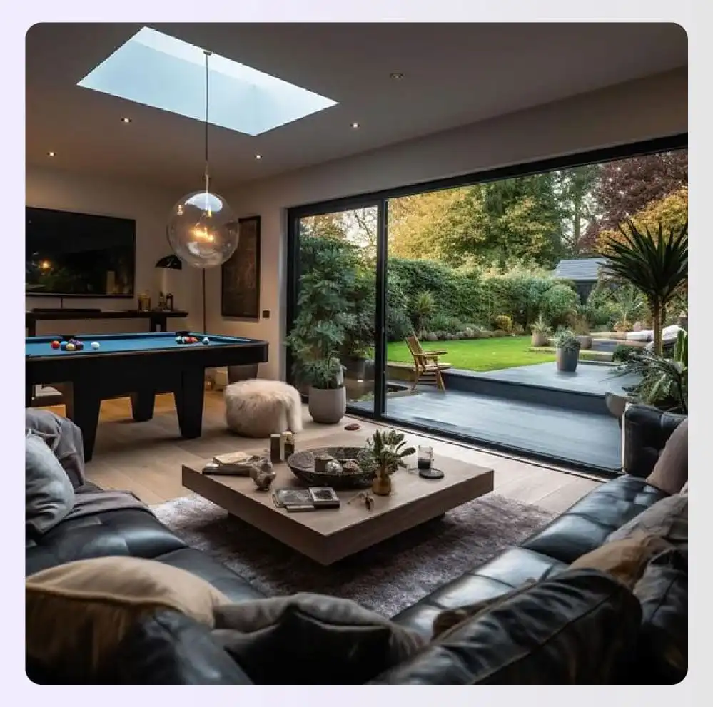 Indoor-outdoor connected gaming room