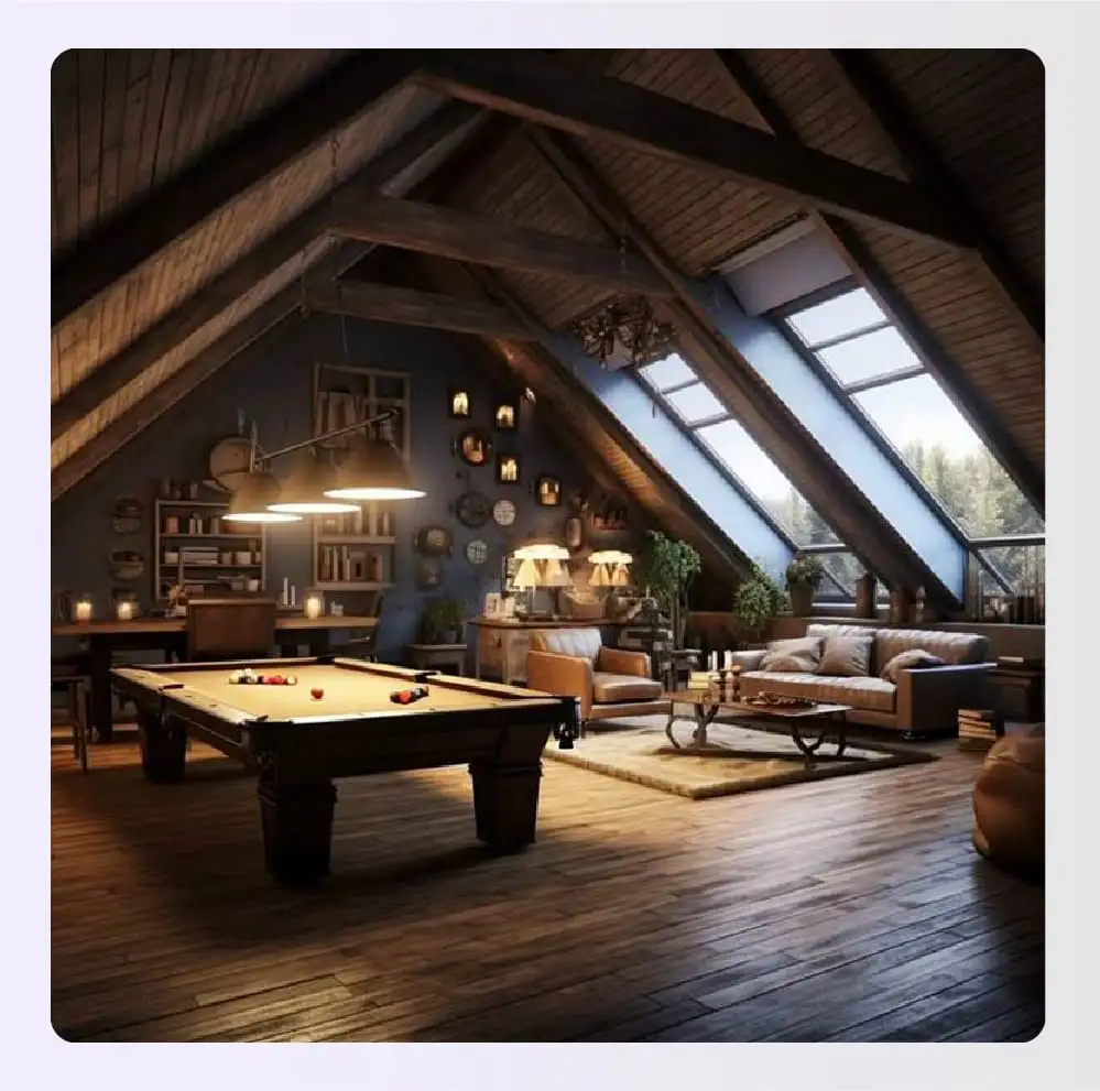 Wooden textures in organic gaming room setup design