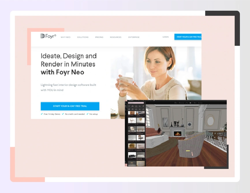 Foyr Neo dashboard displaying color and texture tools Foyr Neo dashboard displaying color and texture tools