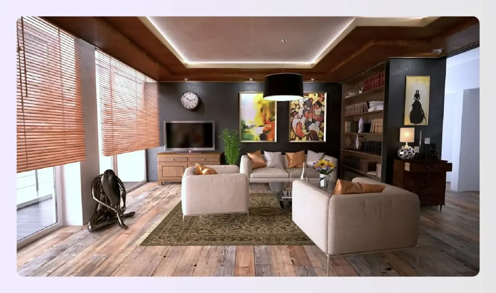 Neutral color palette in a cozy living room