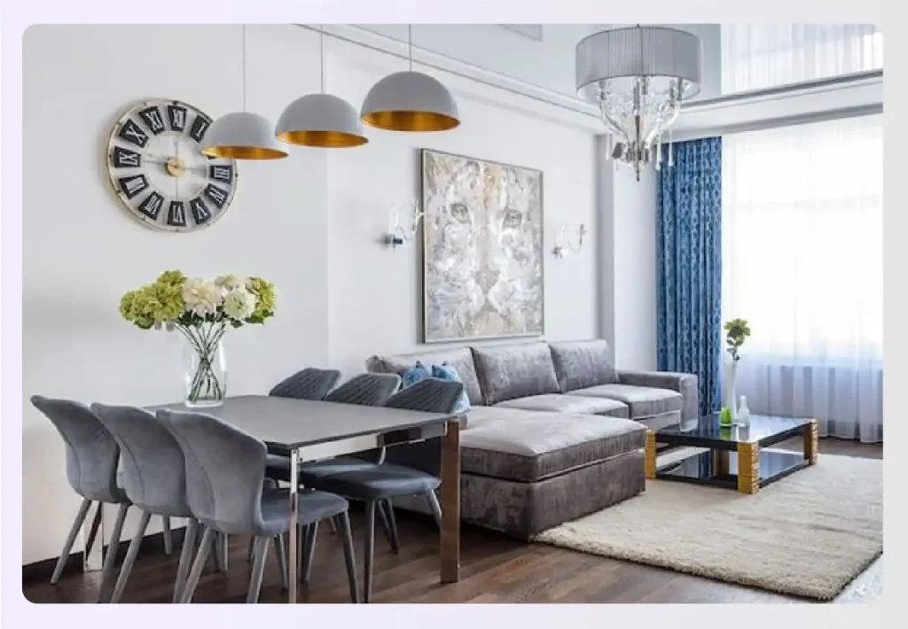 Elegant living room with an area rug