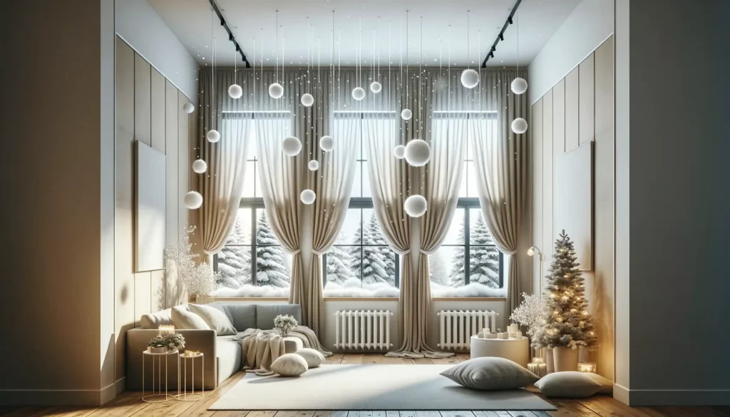 Christmas-Decoration-Ideas-hang-the-cotton-balls-on-strings