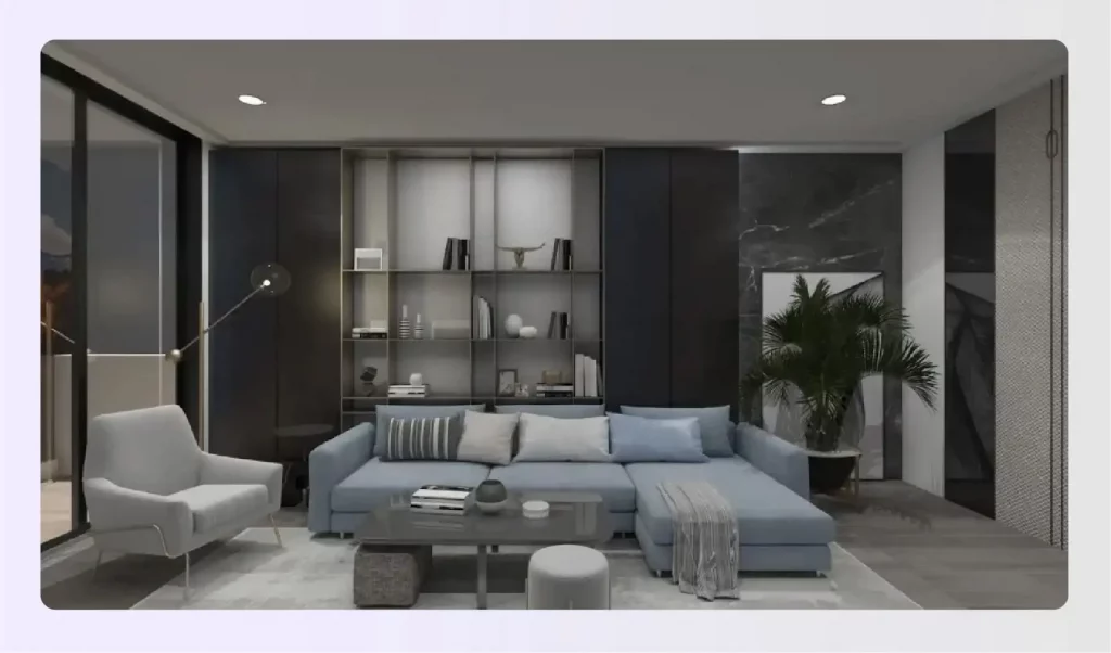 Living room with large artwork as a centerpiece