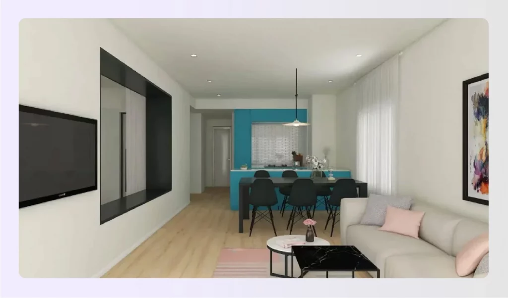 Minimalist living room with clean, simple lines