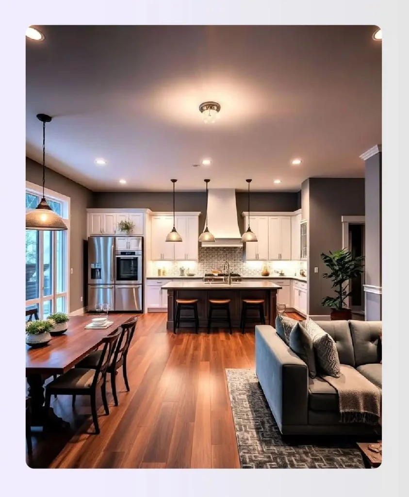 Open concept kitchen and living area