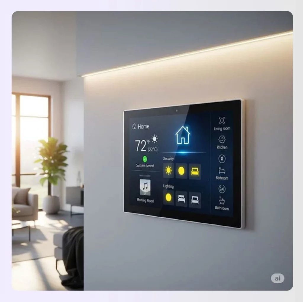 Smart home control panel on wall