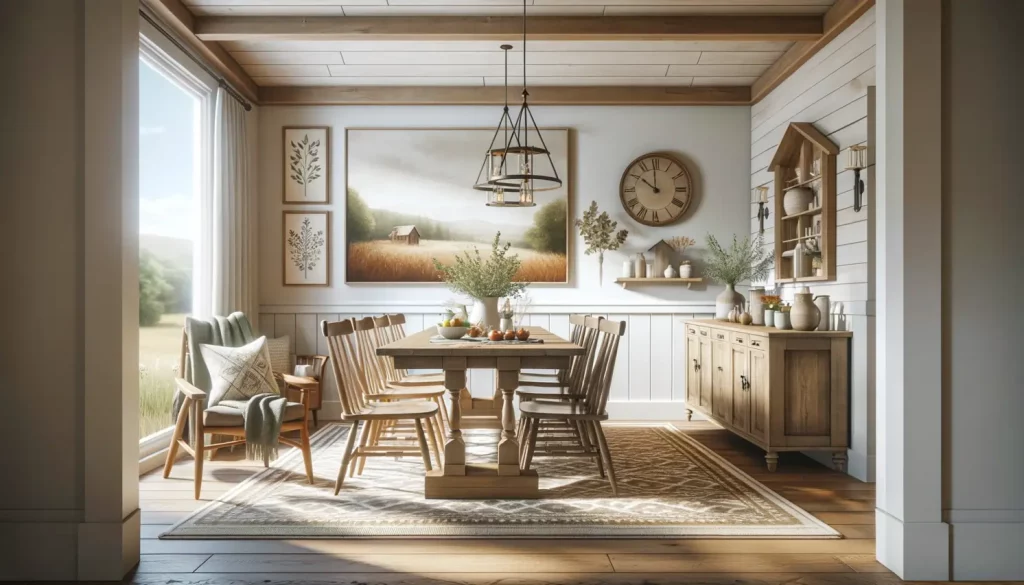 Traditional and modern farmhouse dining room