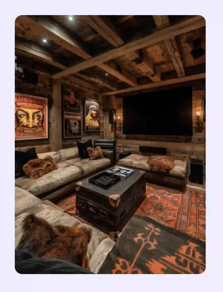 A cozy ranch style entertainment room for relaxing