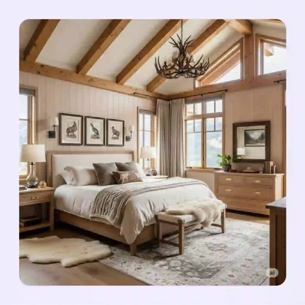 A serene and bright modern ranch style bedroom