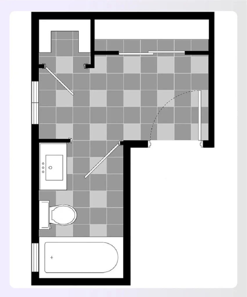 A small, stylish powder room with a sink and toilet