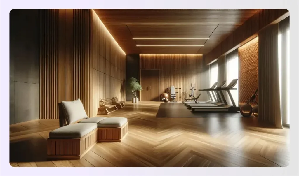 Comfortable lounge chair in a modern home gym 