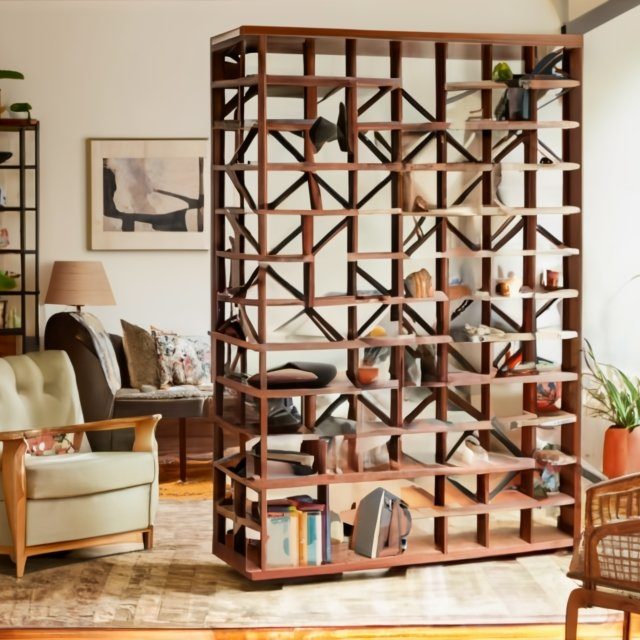 room divider ideas - Line up a bookshelf as room partition