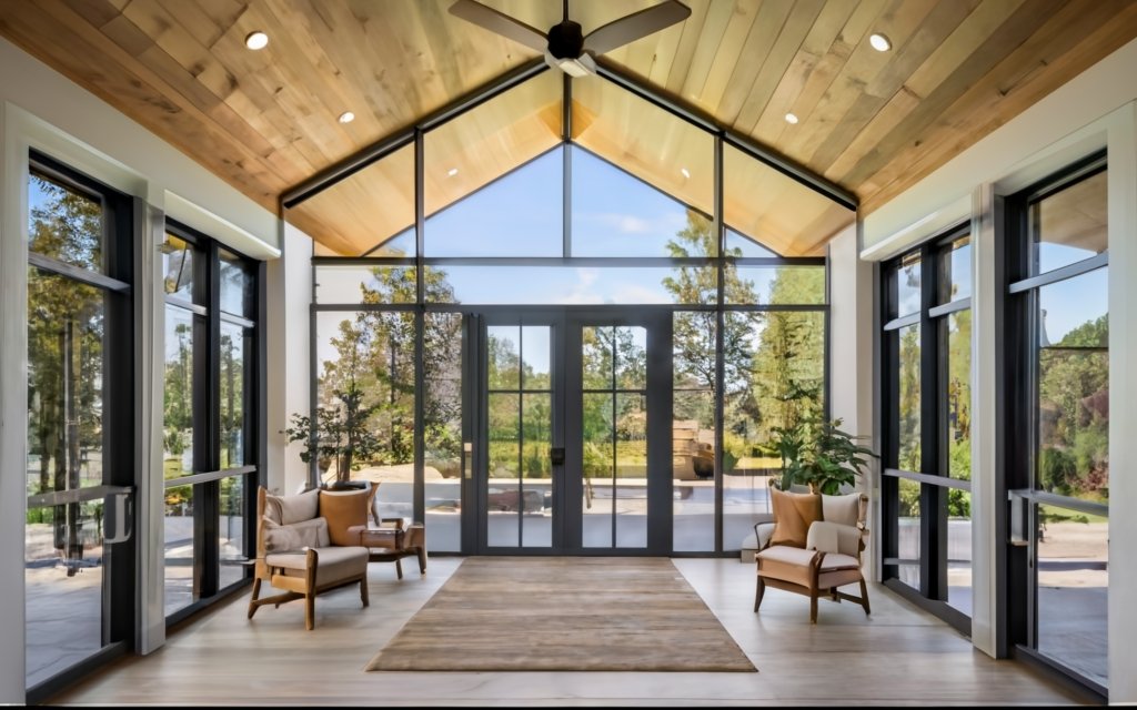 Ranch house designs - Floor-to-ceiling windowed entryway