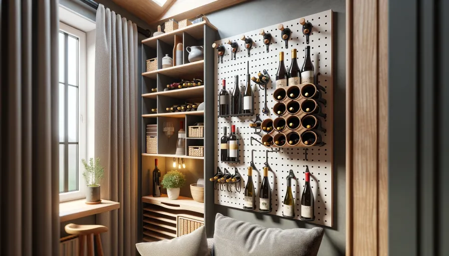 Wall wine racks in home bar