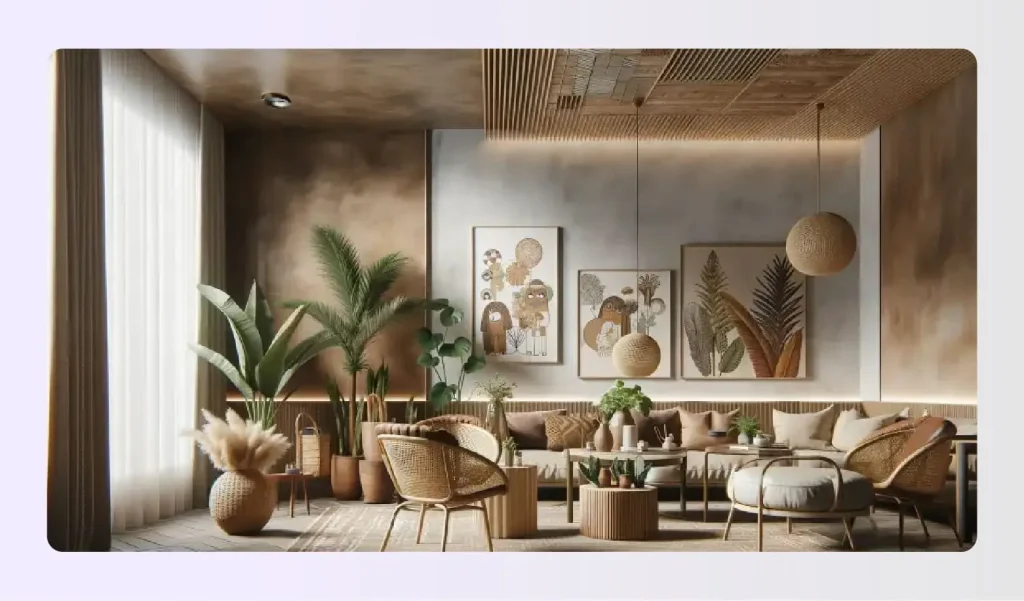 Earthy living room with lots of indoor plants Earthy living room with lots of indoor plants