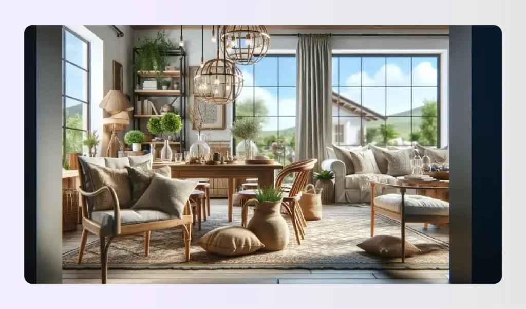 Eco friendly rustic living room with natural light Eco friendly rustic living room with natural light