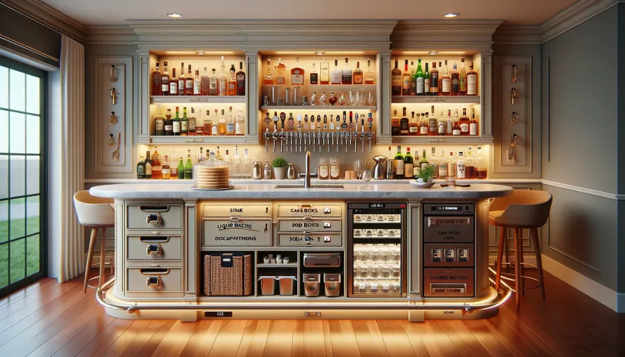 front of the home bar