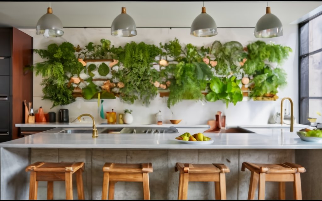 living green wall kitchen design