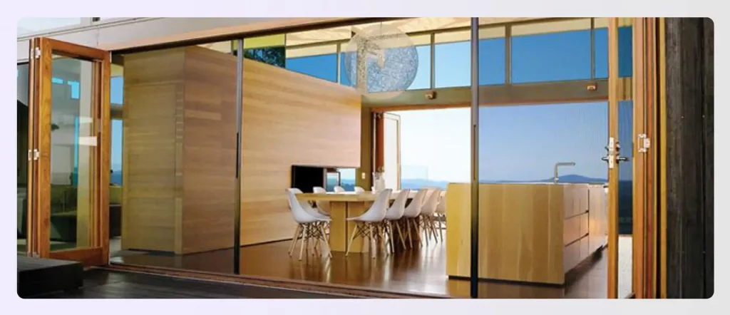 A modern home with large sliding glass doors
