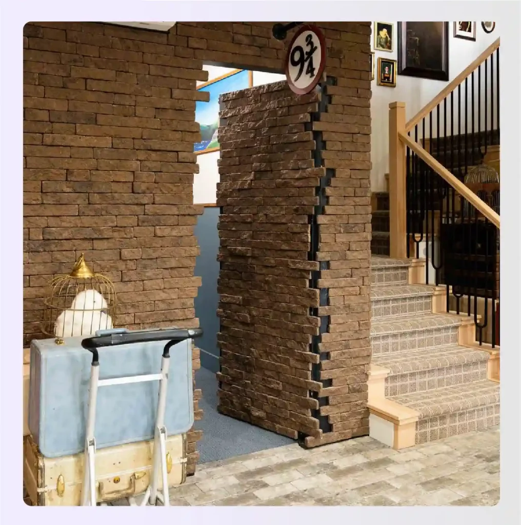 A pivoting brick wall inspired by Harry Potter's Platform 9 34