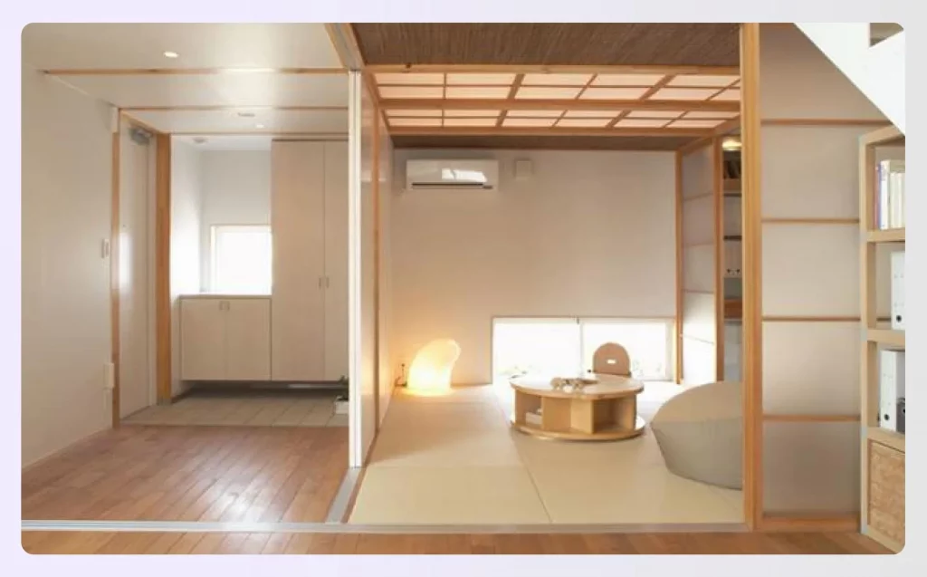 A traditional Japanese room with tatami mats