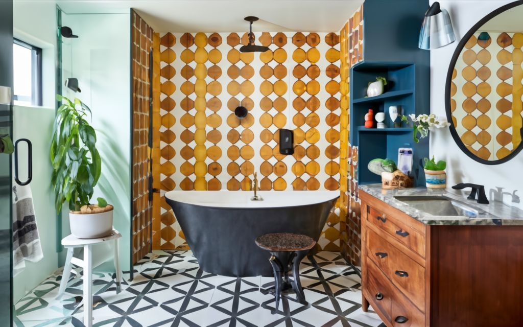 Color popping feature wall tile