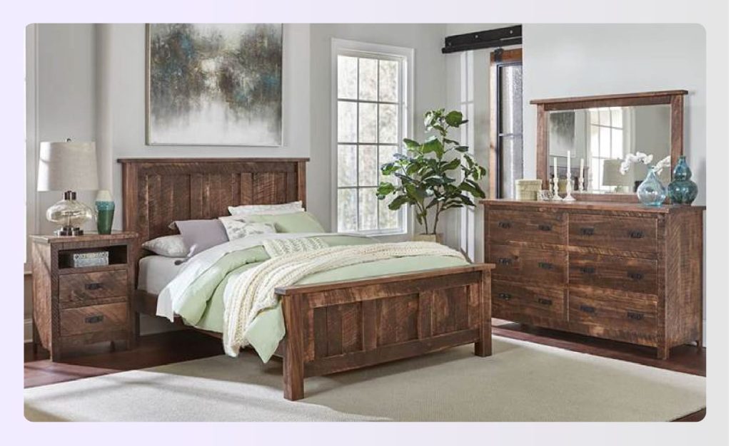 Dark wood rustic bedroom furniture set with large mirror Dark wood rustic bedroom furniture set with large mirror