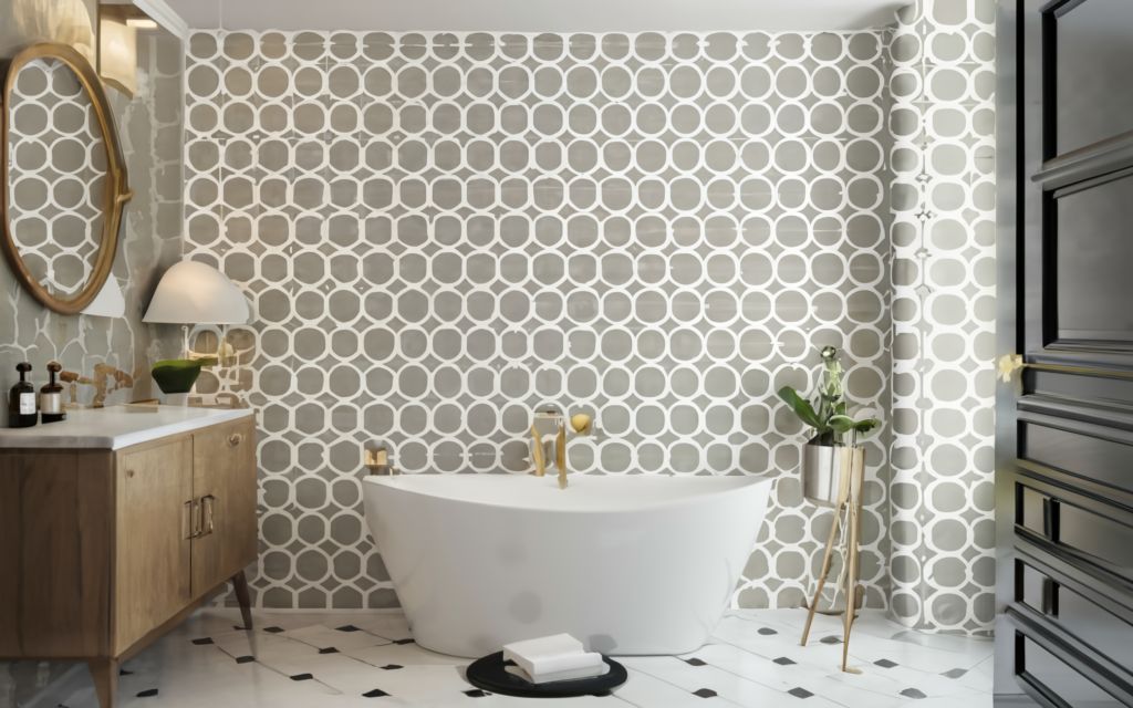Geometric Bathroom Wallpaper Design
