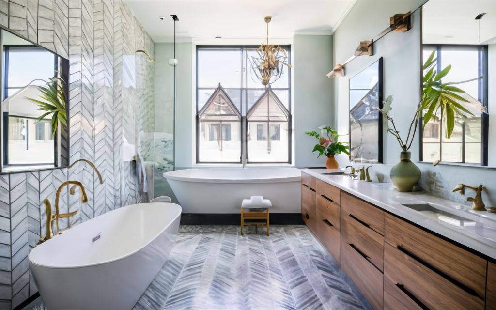 Herringbone Bathroom Tiles