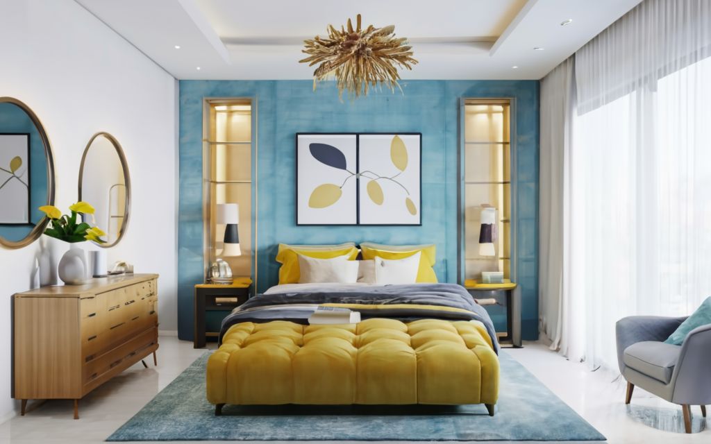 Yellow and blue bedroom color