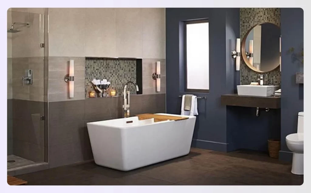 Modern bathroom with a standalone tub