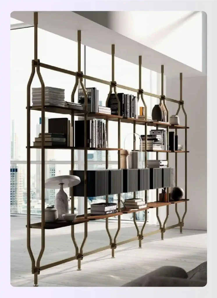 Open bookshelf used as a room divider