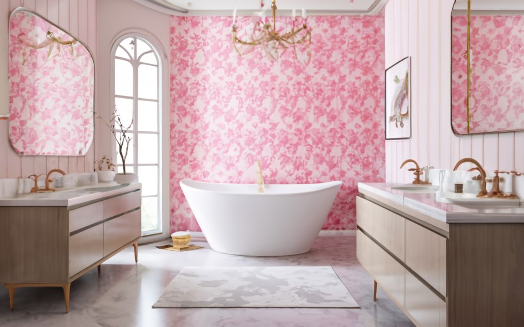 Pretty Pink Bathroom Wallpaper