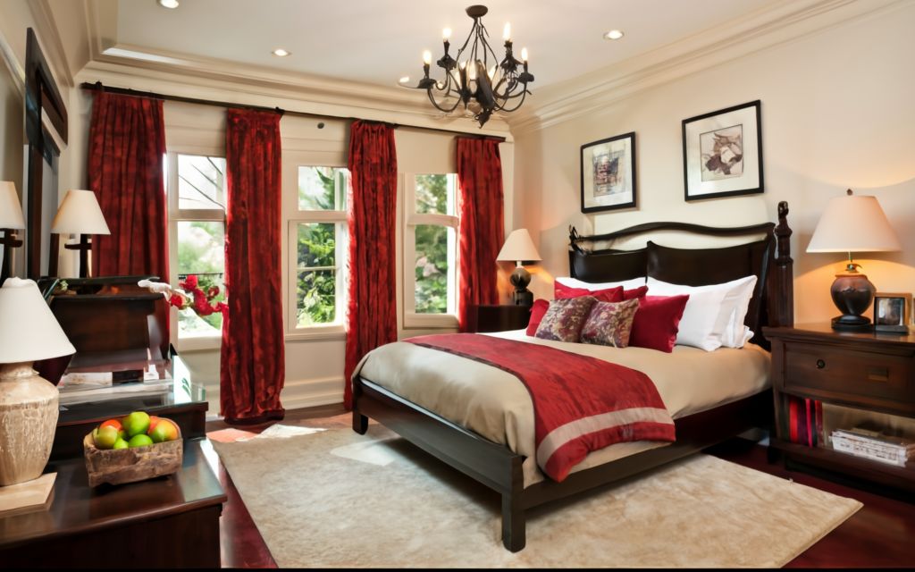 Red and Taupe Bedroom Color