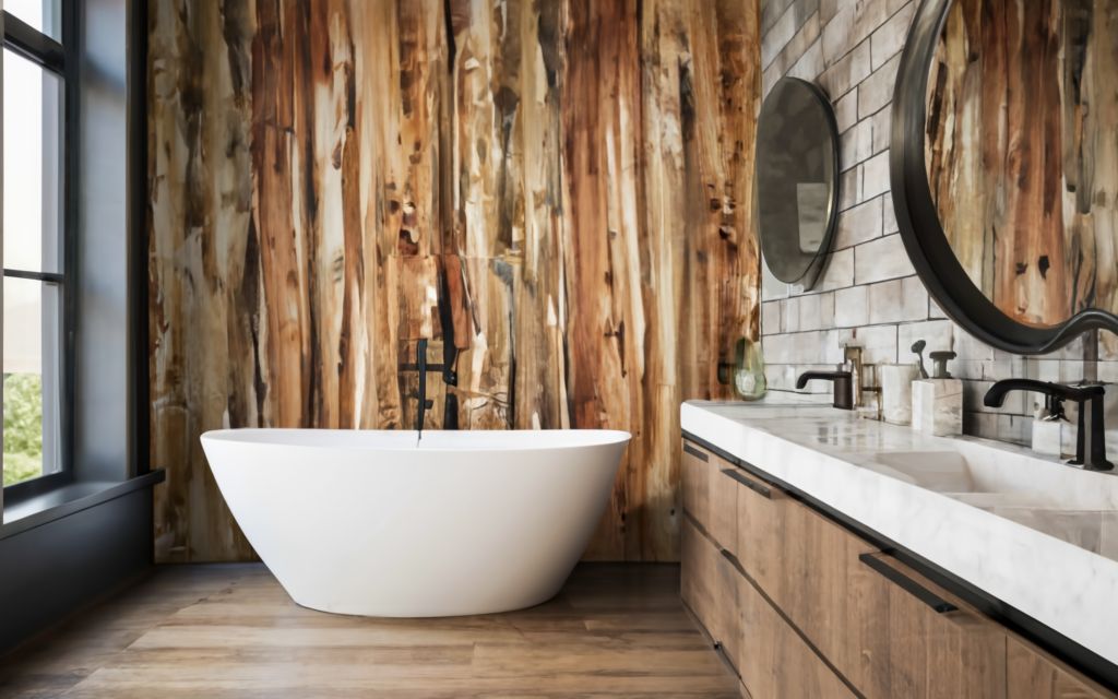 Rustic Modern Bathroom Wallpaper Designs