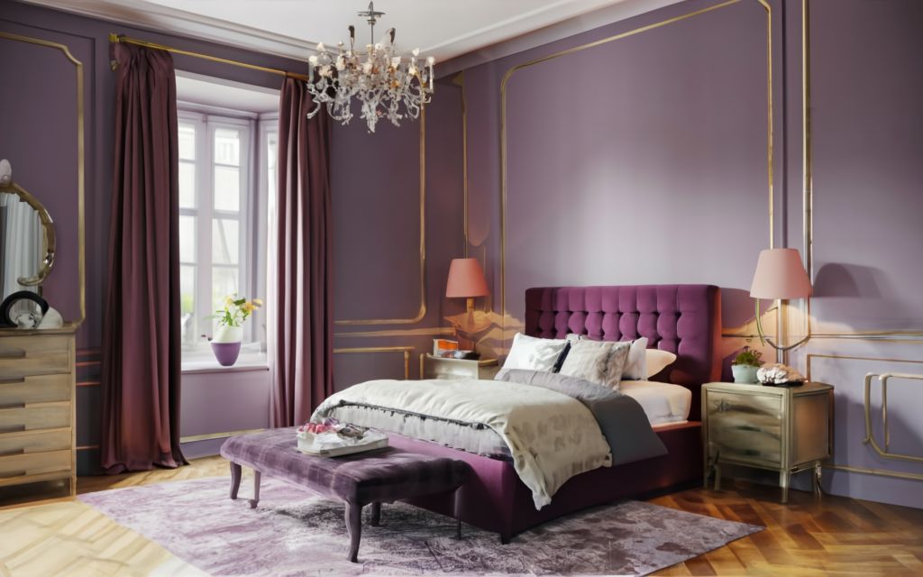 Sangria and lavender combo bedroom color